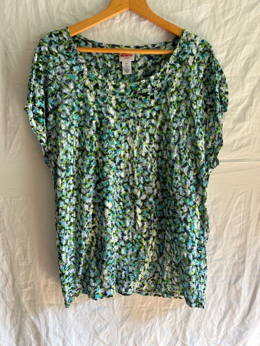 Artsy Museum Girl Abstract Watercolor Top - Built-in Layered Tank